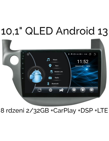 10,1" QLED  RADIO 2DIN NAWIGACJA ANDROID 13 HONDA JAZZ III DSP CARPLAY 2/32GB LTE