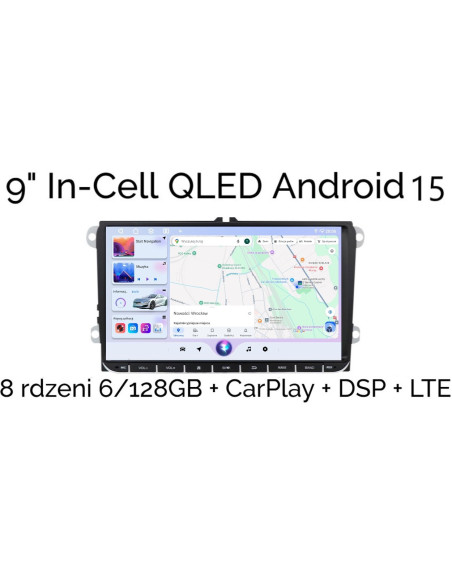 9" IN-CELL QLED RADIO 2DIN ANDROID 15 VW SEAT SKODA 6/128GB DSP CARPLAY LTE