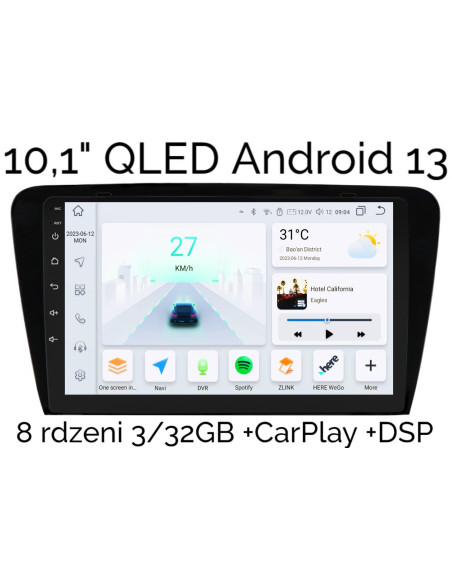 10,1" RADIO 2DIN NAWIGACJA SKODA OCTAVIA 3 ANDROID 13 3/32 GB DSP CARPLAY